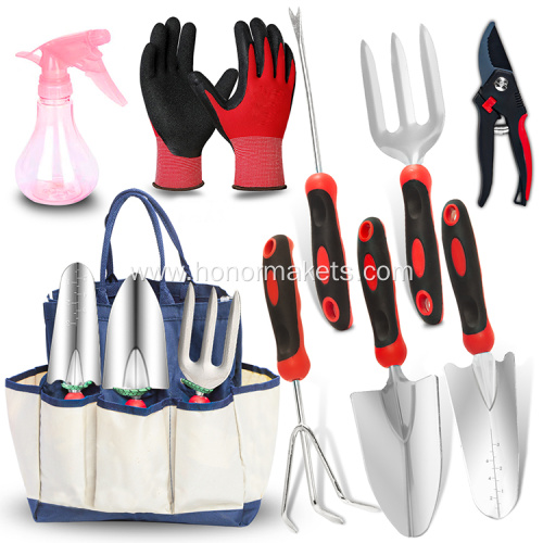 Durable Hot Sale Heavy Duty Garden Tool Set with Red Handle garden tool kit